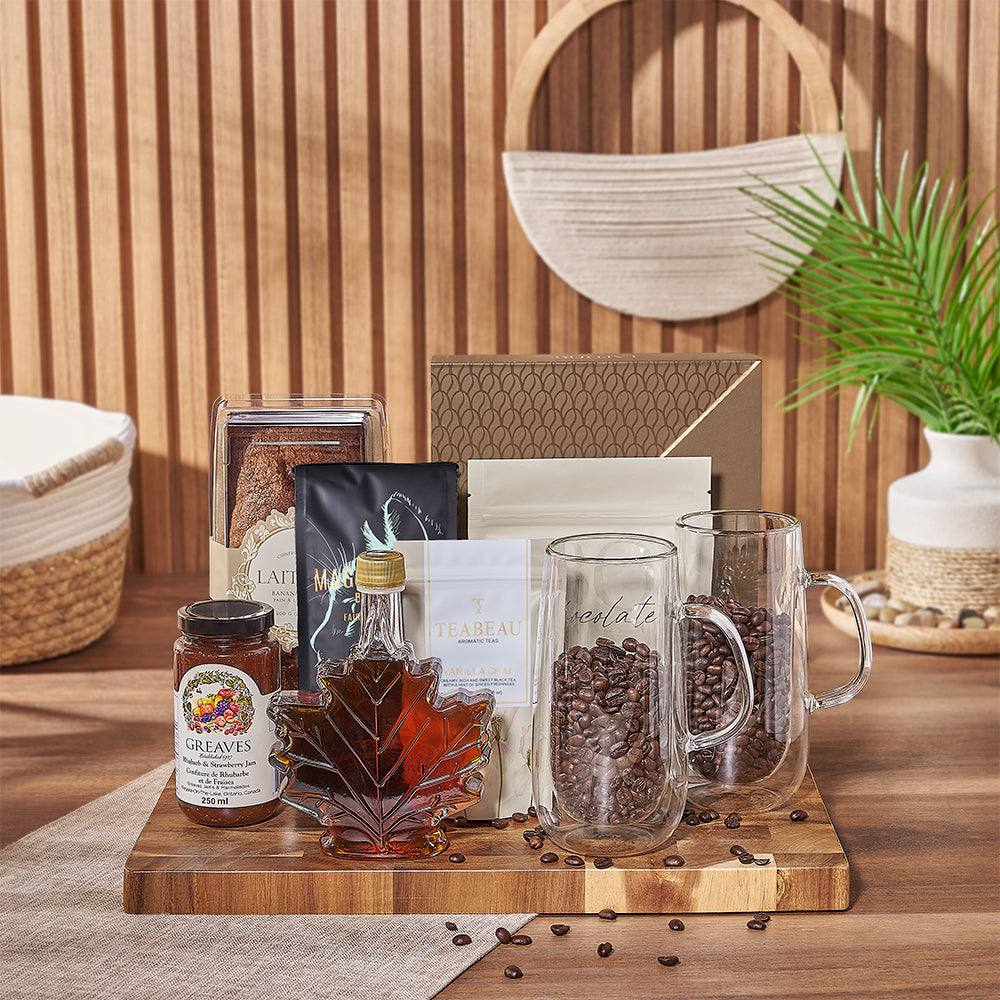 The Coffee, Tea & Treats Gift Set is a phenomenal way to celebrate occasions big and small, Canada delivery