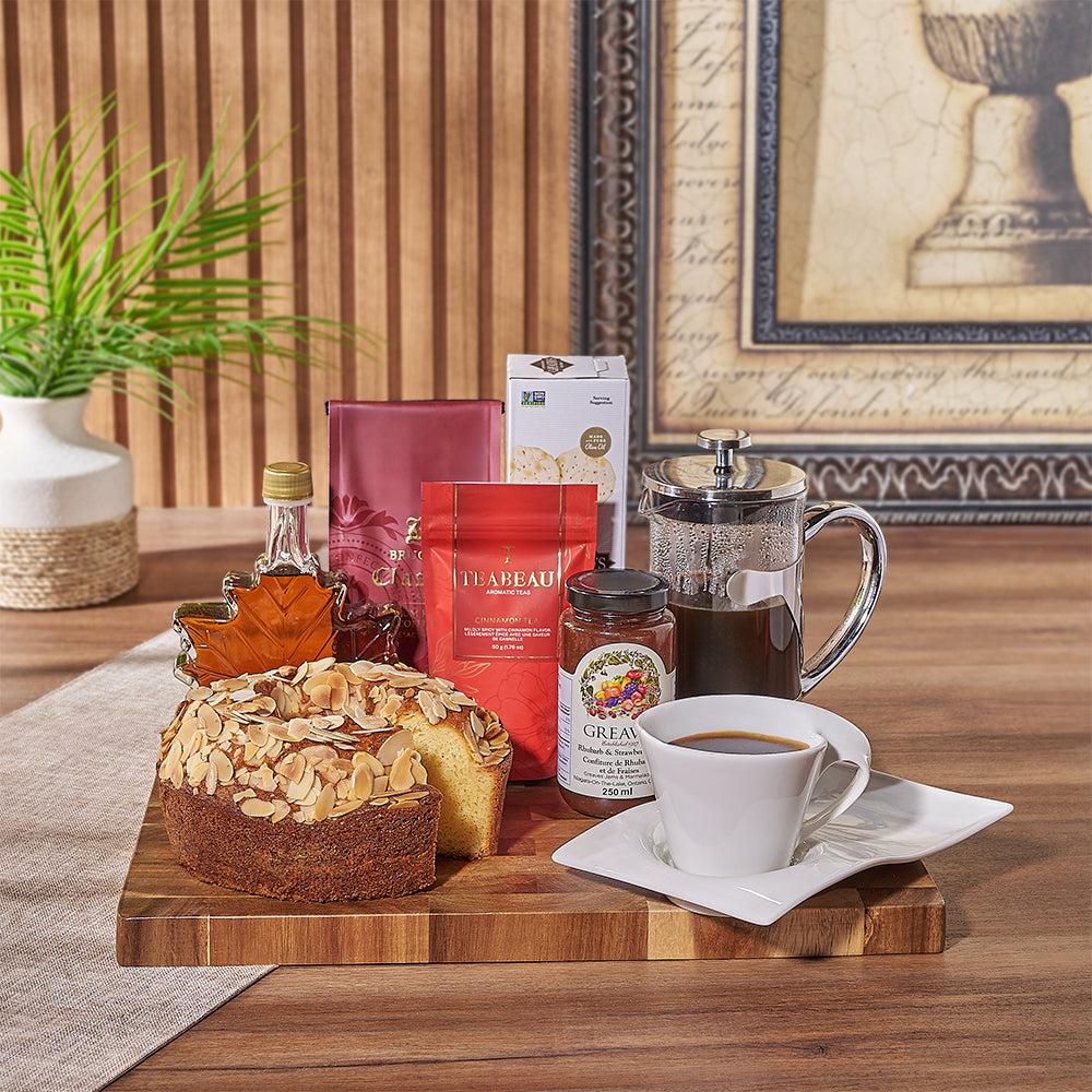 Gourmet Coffee & Coffee Cake Gift Set, brimming with buttery and decadent treats perfect for sharing during coffee time with loved ones - Canada Baskets