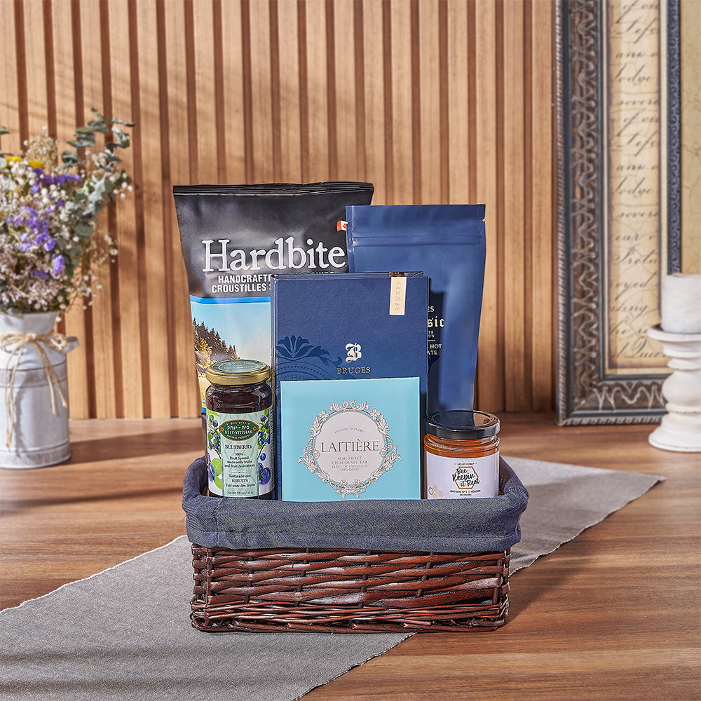 Hanukkah Kosher Snack Assortment Gift Basket – how the gift is presented