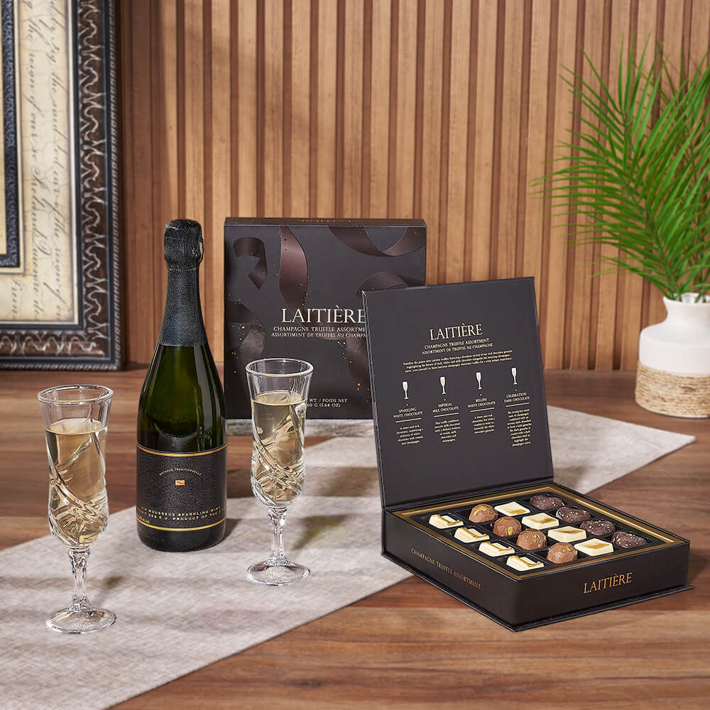 Champagne & Truffles for Two Gift, champagne gift, champagne, sparkling wine gift, sparkling wine, chocolate gift, chocolate, Canada delivery