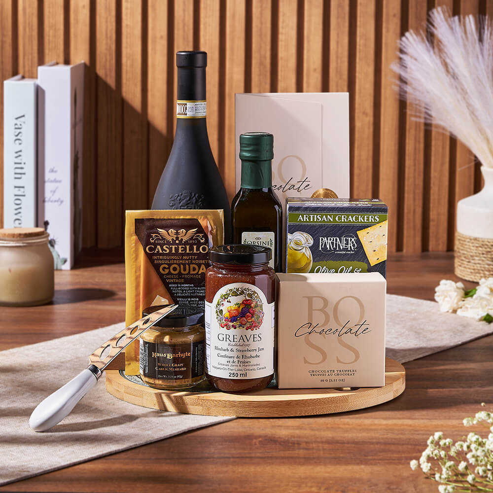 Cheese Board & Wine Gift Set, cheese gift, cheese, wine gift, wine, cheese board gift, cheese board, Canada delivery