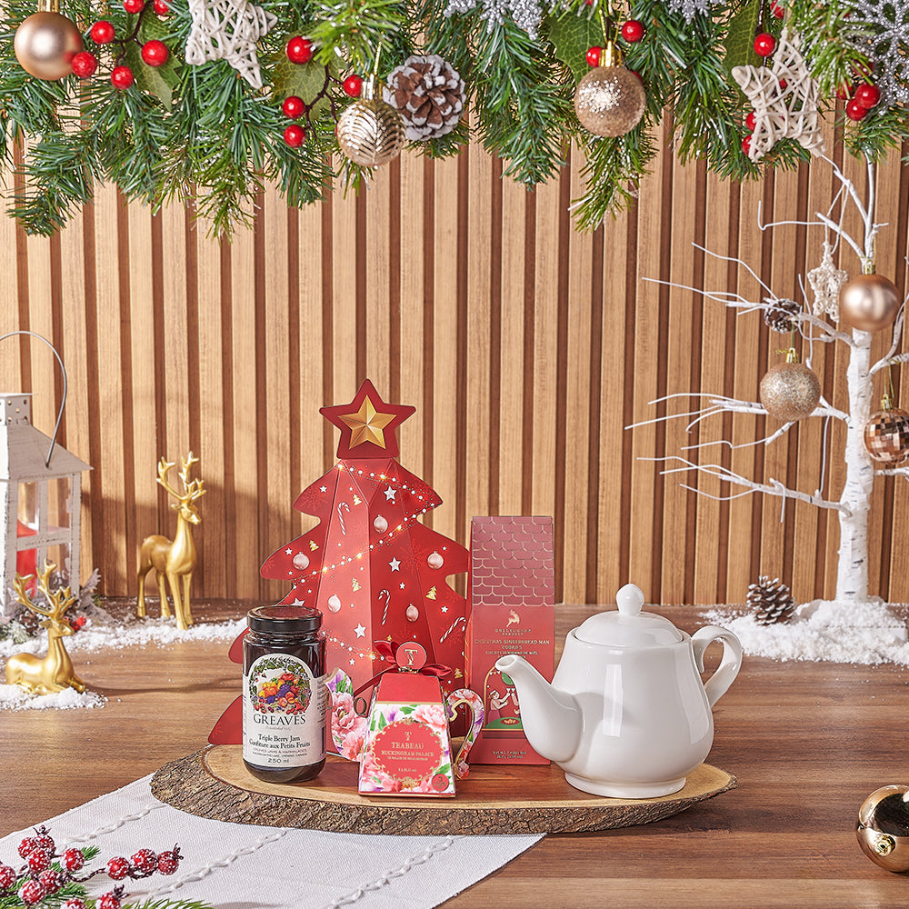Christmas Tea Pot Gift Basket – how the gift is presented