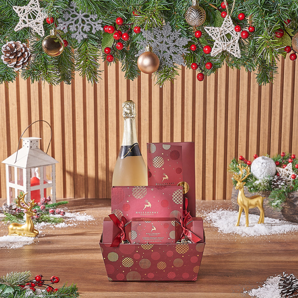 Sparkling Wine Holiday Chocolate Tray – how the gift is presented
