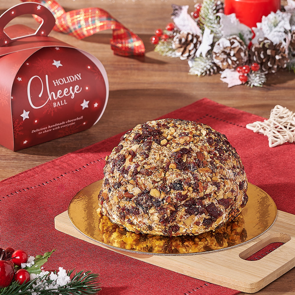 Cranberry Almond Cheeseball Basket – how the gift is presented