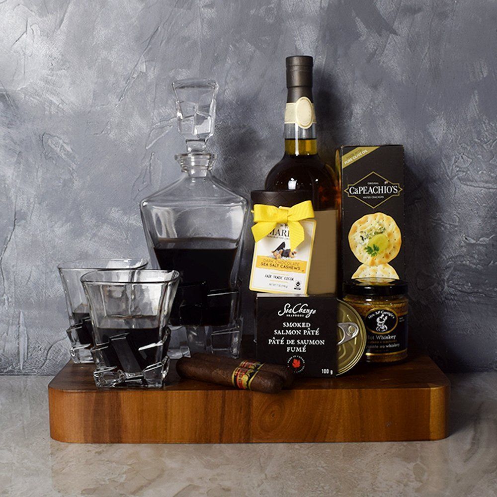 Deluxe Decanter Basket from Canada Baskets - Liquor Gift Basket - Canada Delivery