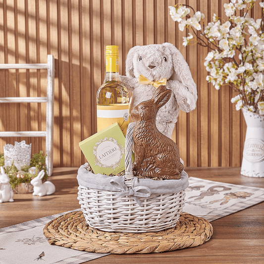 Easter Bunny Wine & Chocolate Basket, easter gift, easter, wine gift, wine, chocolate gift, chocolate, Canada delivery
