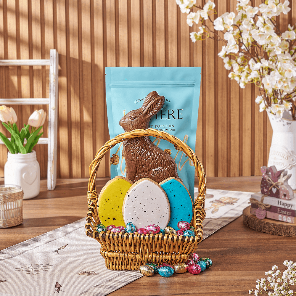Milk Chocolate Bunny Easter Gift Basket – how the gift is presented