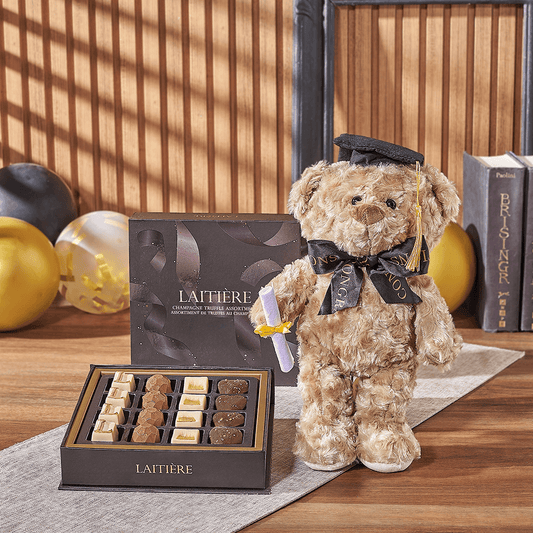 Graduation Bear & Truffle Gift, chocolate gift, chocolate, graduation gift, graduation, plush gift, plush, Canada delivery