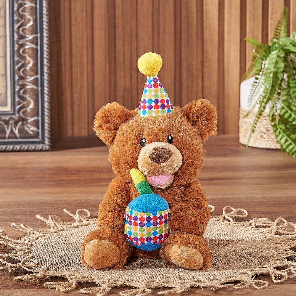 Birthday Plush Bear Gift Basket – how the gift is presented