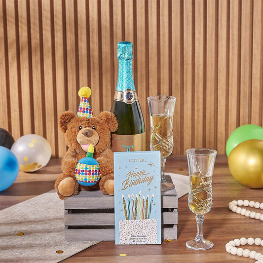 Happy Birthday Champagne & Chocolate Crate, champagne gift, champagne, sparkling wine gift, sparkling wine, birthday gift, birthday, Canada delivery