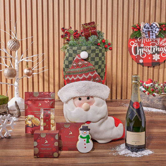 Holiday Champagne & Treat Stocking, champagne gift, champagne, sparkling wine gift, sparkling wine, chocolate gift, chocolate, christmas gift, christmas, Canada delivery