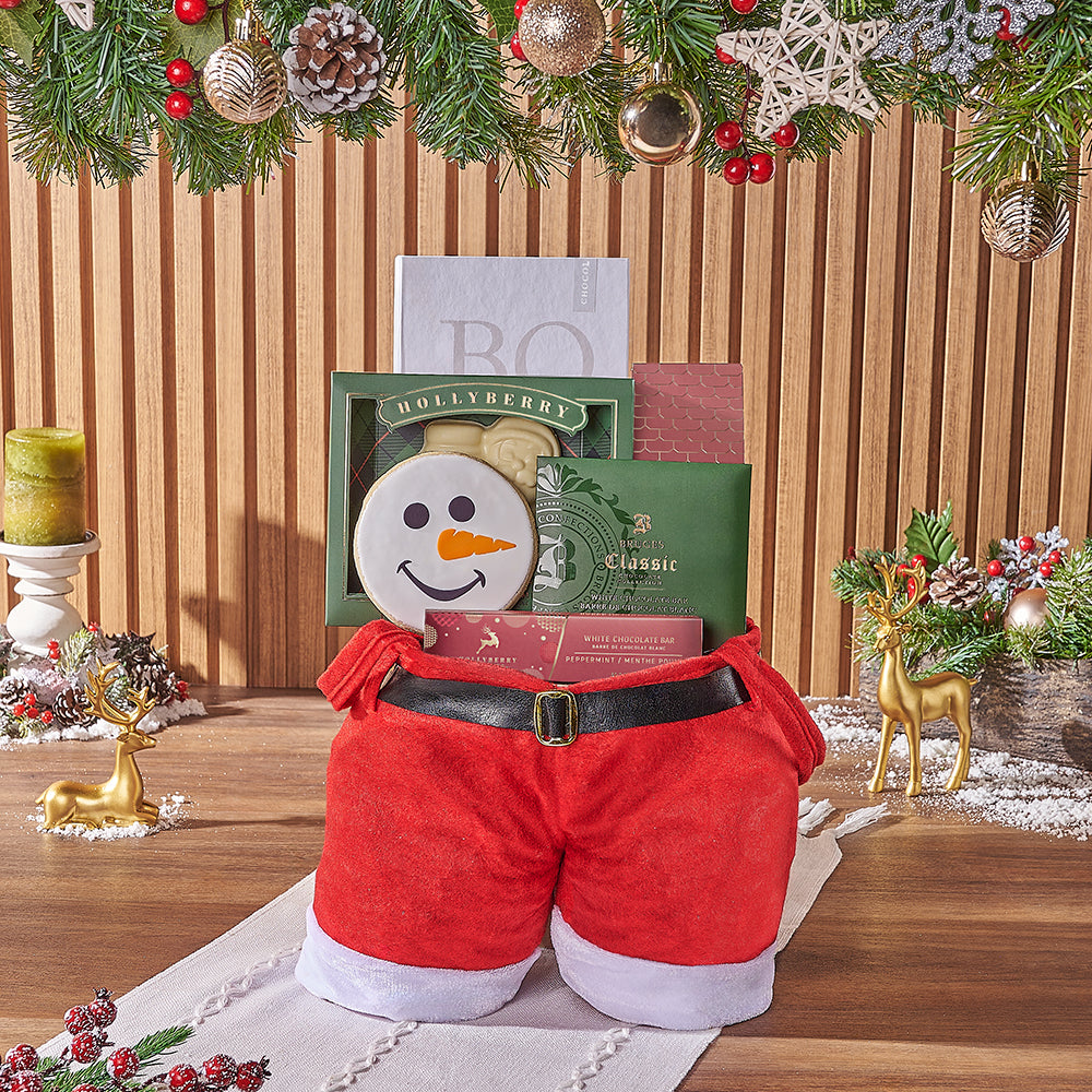 Santa Pants Holiday Chocolate Bag – how the gift is presented