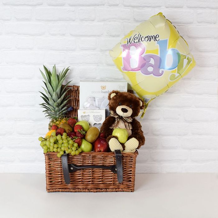 Welcome Baby Plush and Blanket Basket – how the gift is presented