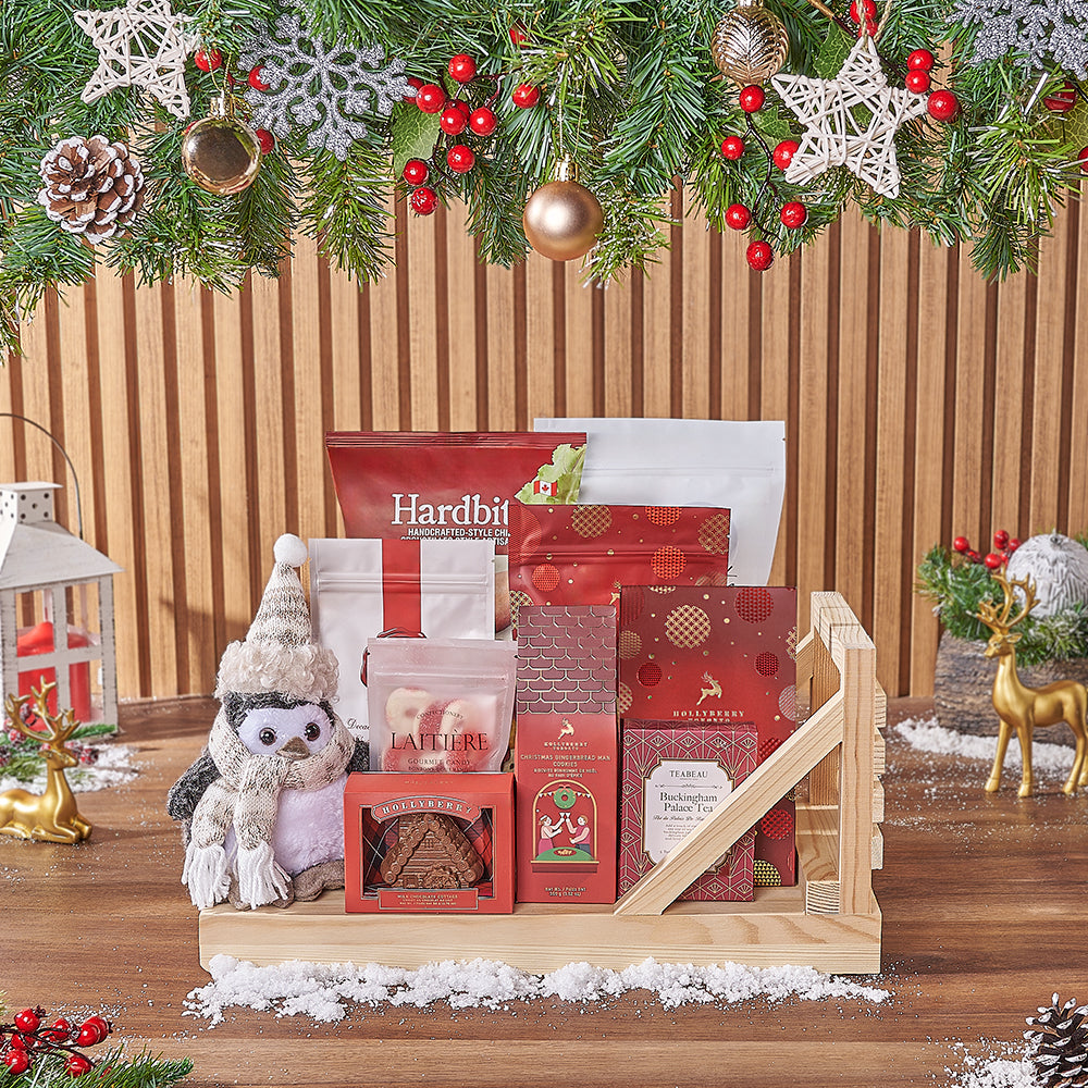 Festive Gourmet Snacks Gift Basket – how the gift is presented