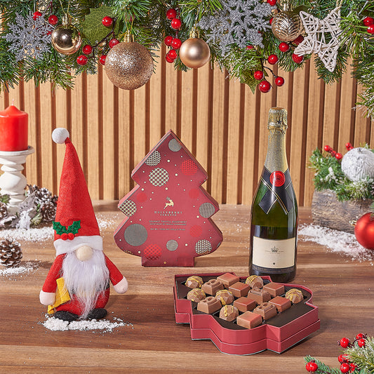 Santa & Gourmet Chocolates with Champagne Gift Set, Christmas gift, Christmas, chocolate gift, chocolate, sparkling wine gift, sparkling wine, Canada delivery
