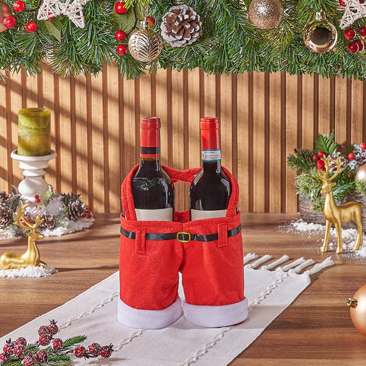 Santa’s Holiday Wine Duo Bag, Christmas gift, Christmas, wine gift, wine, holiday gift, holiday, Canada delivery
