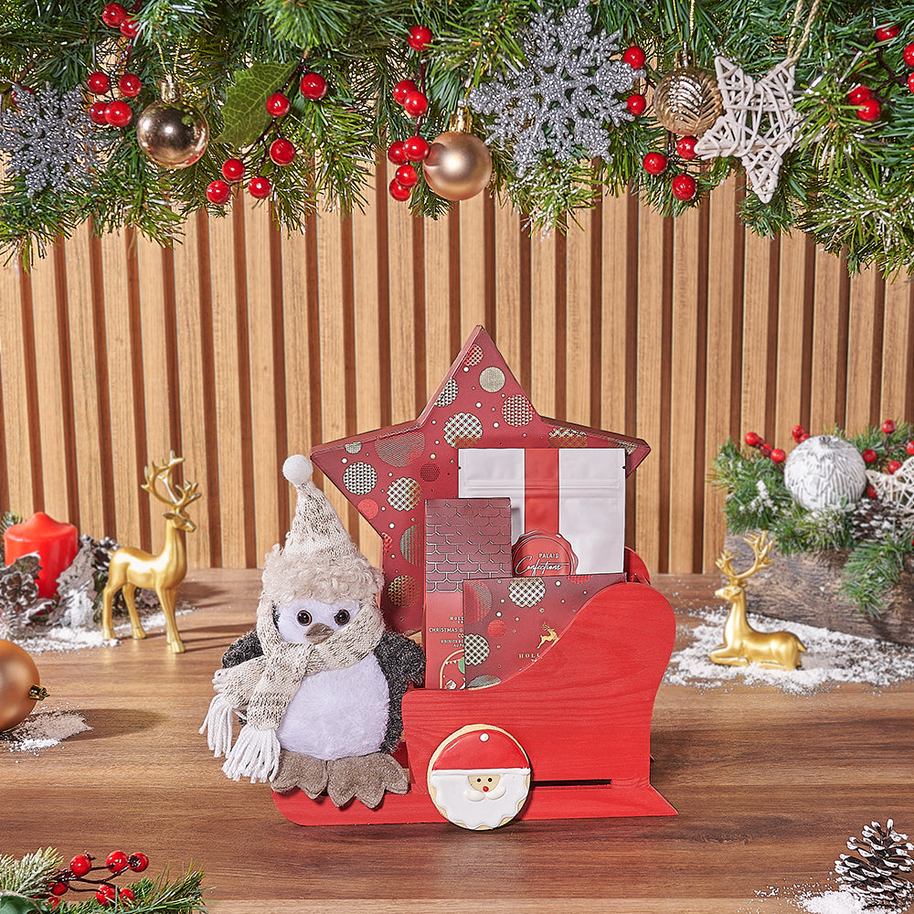 Christmas Sleigh Chocolate Basket – how the gift is presented