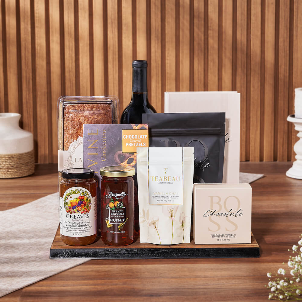 Sweet & Crunchy Wine Gift Set, wine gift, wine, tea gift, tea, Canada delivery