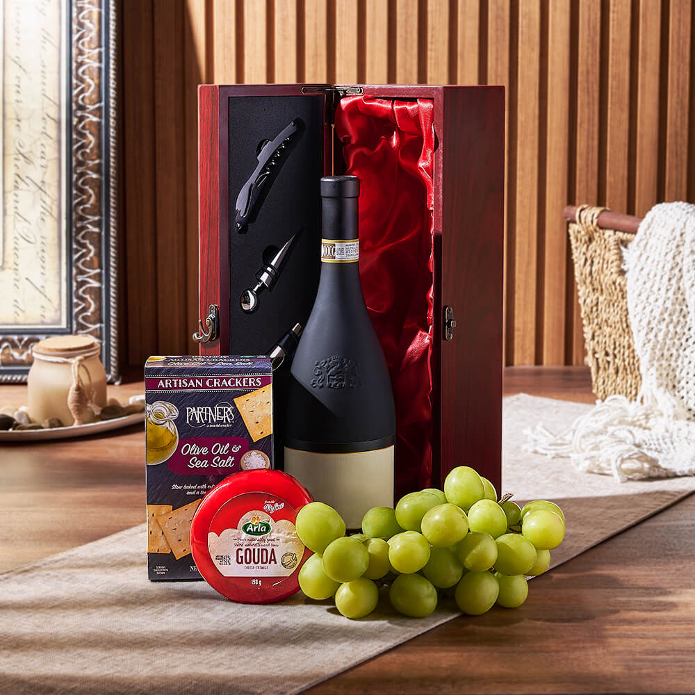 Wine Gift Box with Crackers – how the gift is presented