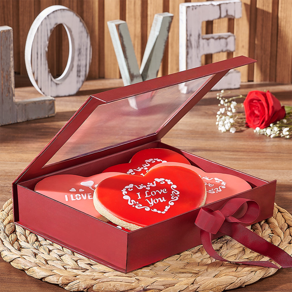 Valentine's Heart Sugar Cookies Gift Box – how the gift is presented