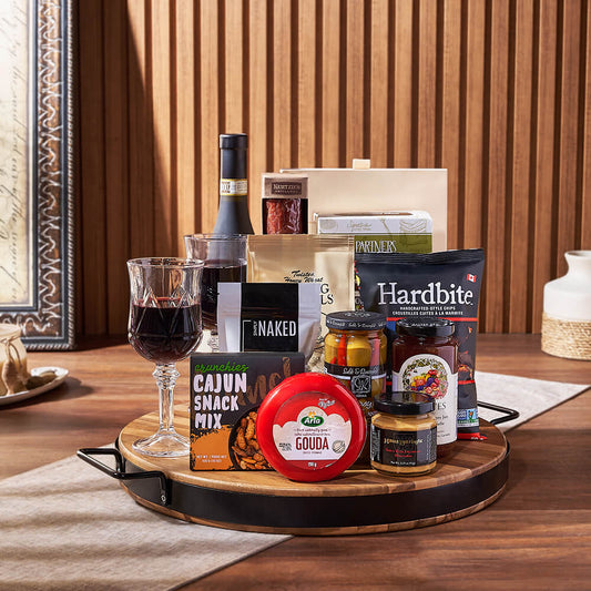Wish You Success Wine & Goodies Gift Basket, wine gift, wine, charcuterie gift, charcuterie, cheese gift, cheese, Canada delivery