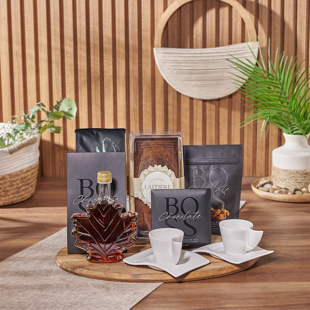 Coffee and Maple Syrup Gift Basket – how the gift is presented
