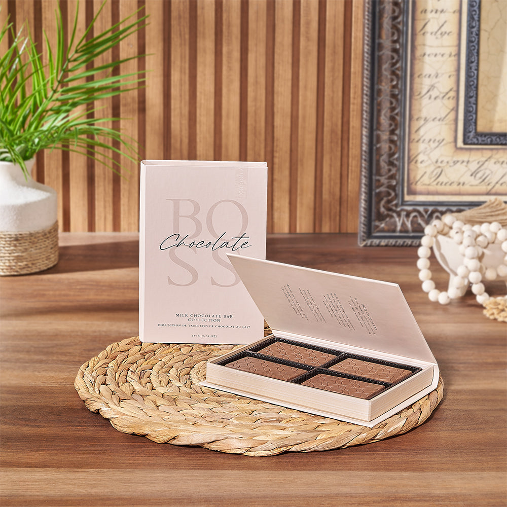 Gourmet Boss Milk Chocolate Bar Collection in Elegant Gift Box – how the gift is presented