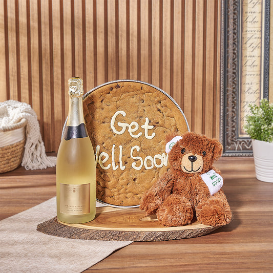 Get Well Soon Cookie & Champagne Gift Set is the perfect blend of warm wishes for a speedy recovery - Canada Baskets 