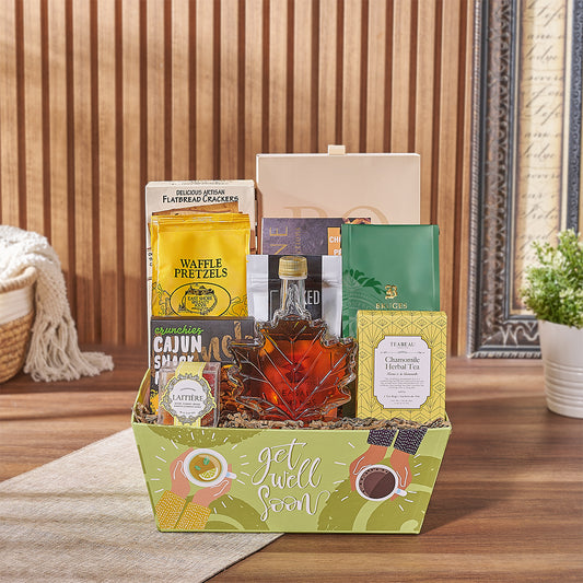 For someone on the mend, send the Get Well Soon Energizing Gift Set. This charming gift has a tempting selection of sweet and salty treats that will have the recipient back on their feet in no time. Canada Delivery