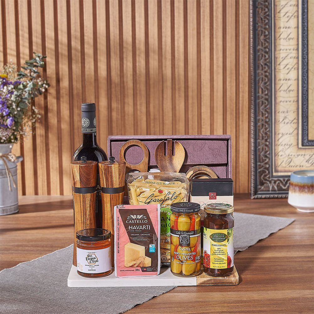The Hanukkah Kosher Wine &amp;amp; Pasta Basket from Canada Baskets is a stunning gift - Canada Delivery