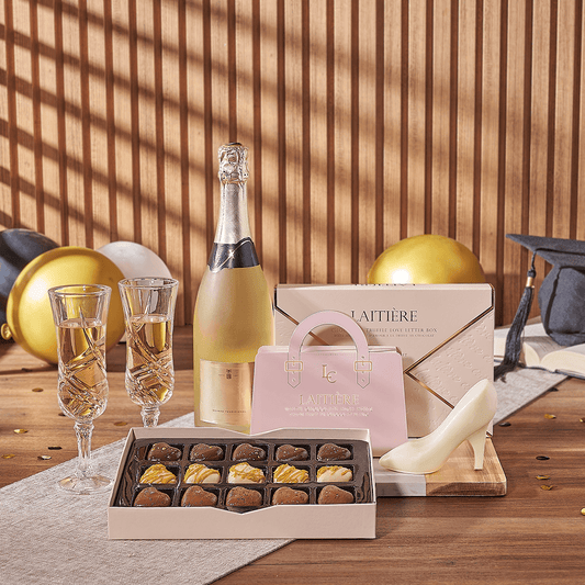 Bubbly Graduation Gift, graduation gift, graduation, chocolate gift, chocolate, champagne gift, champagne, sparkling wine gift, sparkling wine, Canada delivery