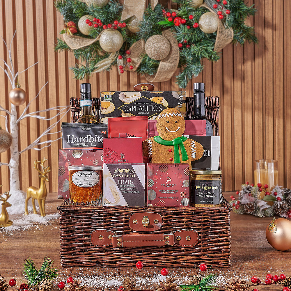 Ample Holiday Wine & Treats Basket, christmas gift, christmas, wine gift, wine, holiday gift, holiday, Canada delivery