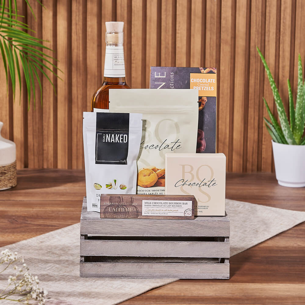 Annex Liquor &amp; Snack Basket, liquor gift, liquor, nuts gift, nuts, Canada delivery
