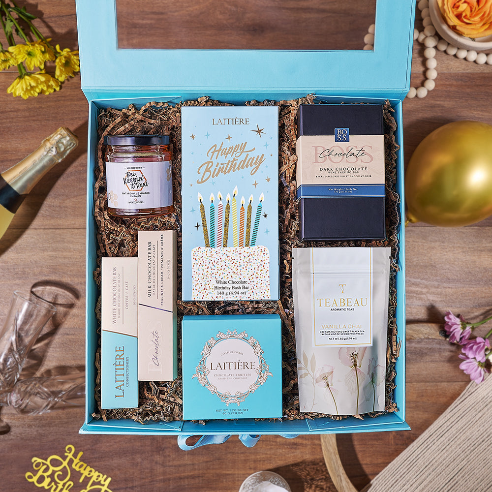 Birthday Chocolate &amp; Chai Gift Box, chocolate gift, chocolate, birthday gift, birthday, tea gift, tea, Canada delivery