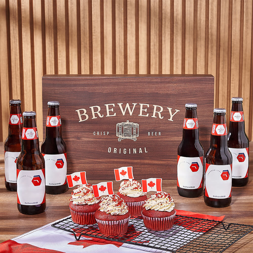 Canada Day Brew &amp; Cupcake Gift, beer gift, beer, canada day gift, canada day, cupcake gift, cupcake, Canada delivery