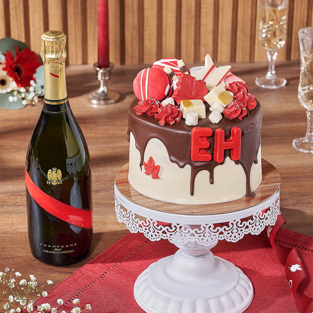 Canada Day Cake &amp; Bubbly Gift, cake gift, cake, canada day gift, canada day, champagne gift, champagne, sparkling wine gift, sparkling wine, Canada delivery