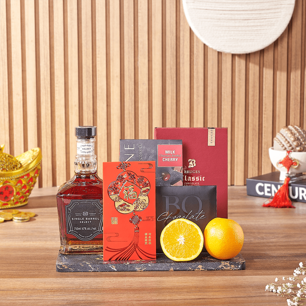 Chinese New Year Oranges and Whiskey – how the gift is presented