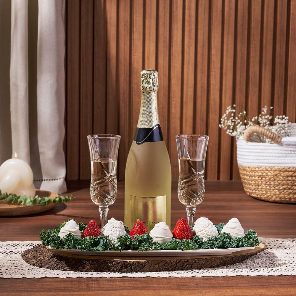 Chocolate Strawberry &amp; Champagne Gift Board, champagne gift, champagne, sparkling wine gift, sparkling wine, chocolate dipped strawberry gifts, chocolate dipped strawberries, Canada delivery