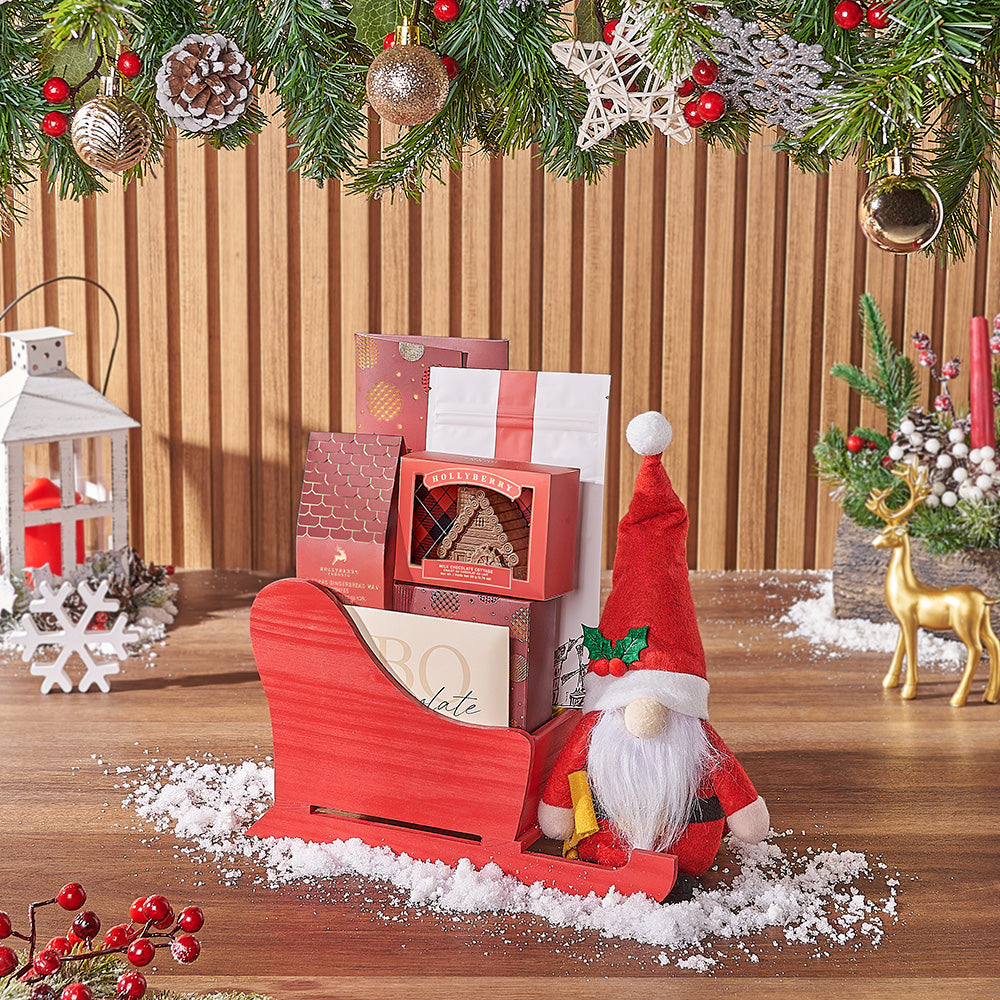 Chocolate Truffles &amp; Christmas Sleigh Basket, christmas gift, christmas, chocolate gift, chocolate, Canada delivery