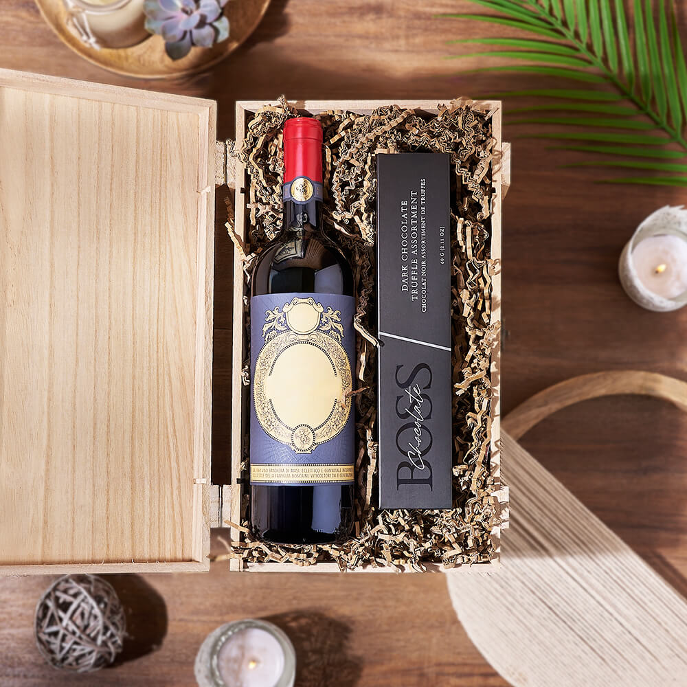 Chocolate &amp; Wine Gourmet Gift Basket, wine gift, wine, chocolate gift, chocolate, Canada delivery