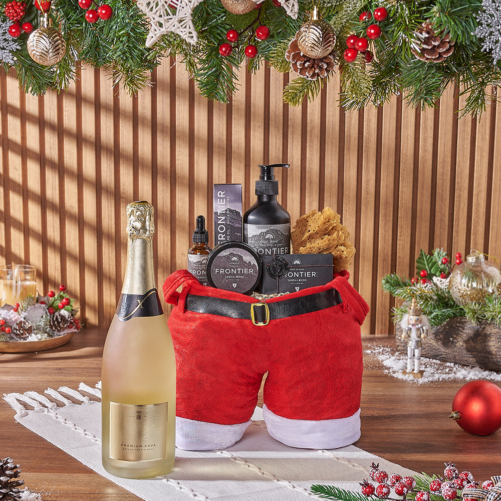 Christmas Champagne &amp; Spa Gift Bag, christmas gift, christmas, champagne gift, champagne, sparkling wine gift, sparkling wine, spa gift, spa, mens spa gift, mens spa, Canada delivery