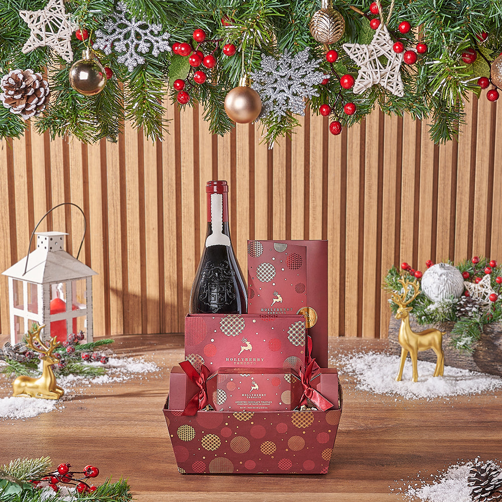 Christmas Morning Wine Gift Set, christmas gift, christmas, wine gift, wine, chocolate gift, chocolate, Canada delivery