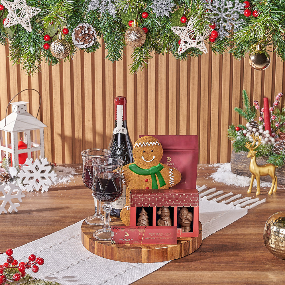 Christmas Wine &amp; Cookie Board, christmas gift, christmas, wine gift, wine, cookie gift, cookie, chocolate gift, chocolate, Canada delivery