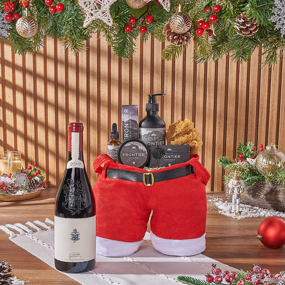 Christmas Wine &amp; Spa Gift Bag, wine gift, wine, spa gift, spa, men's spa gift, men's spa, Christmas gift, Christmas, Canada delivery
