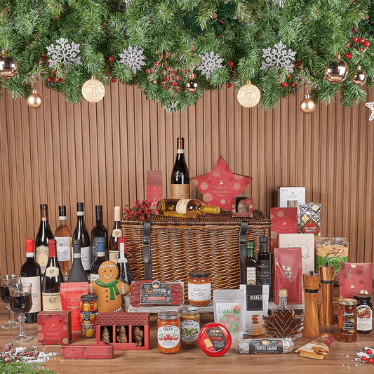 Christmas Wine & Treat Extravaganza Basket, christmas gift, christmas, wine gift, wine, chocolate gift, chocolate, Canada delivery