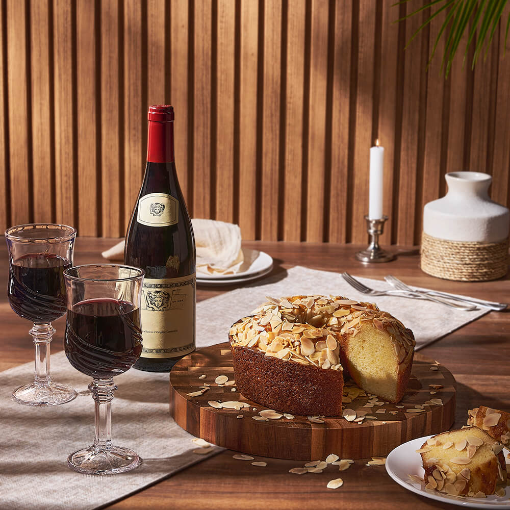 Coffee Cake &amp; Wine Gift Set, wine gift, wine, gourmet gift, gourmet, cake gift, cake, Canada delivery