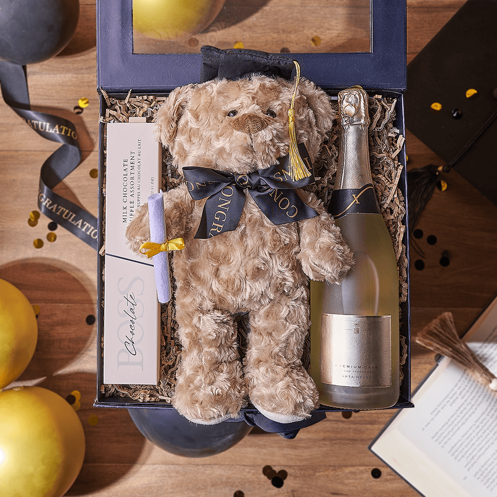 Graduation Sparkling Wine and Truffles – how the gift is presented