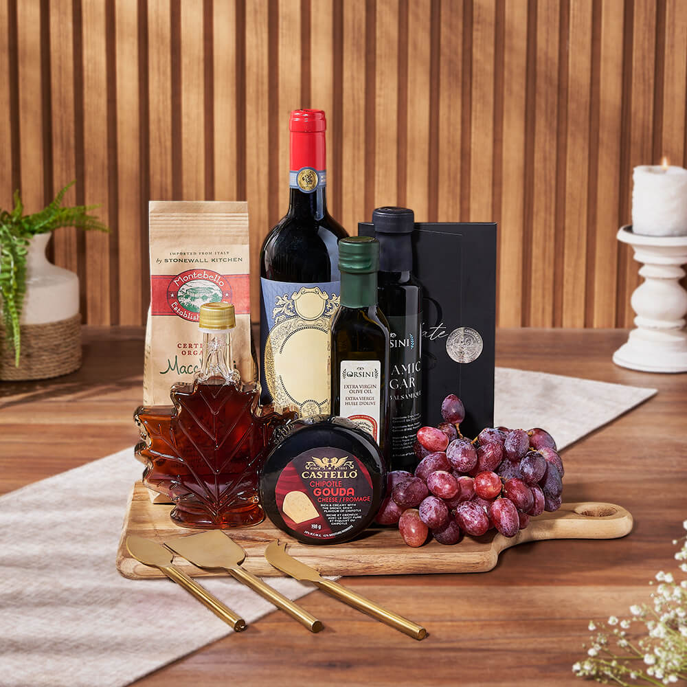 Wine and Maple Syrup Gift Basket – how the gift is presented