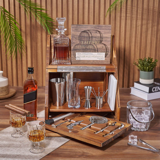 Deluxe Table Top Bar Gift Set, liquor gift, liquor, decanter gift, decanter, bar gift, bar, Canada delivery