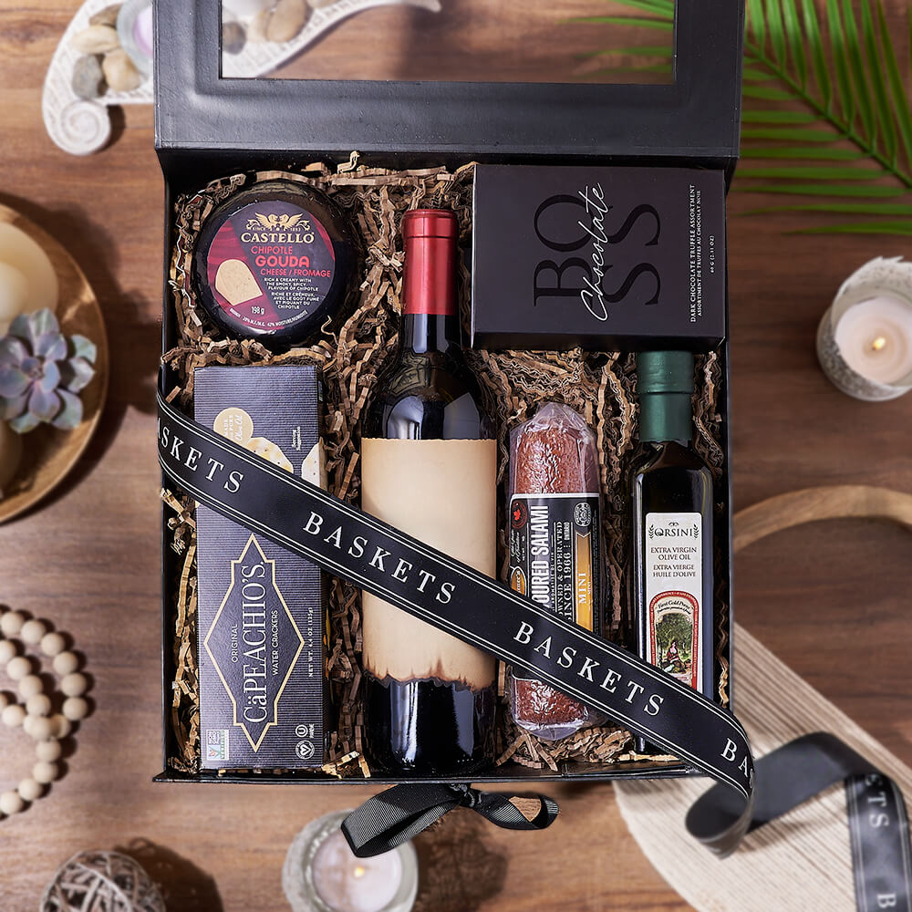 Deluxe Wine & Cheese Crate, wine gift, wine, charcuterie gift, charcuterie, Canada delivery